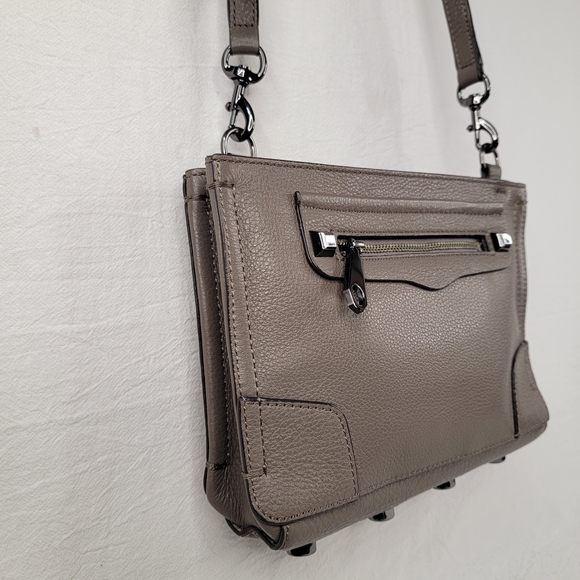 Rebecca Minkoff Avery Crossbody Bag Taupe Leather Gunmetal Hardware - Picture 11 of 16